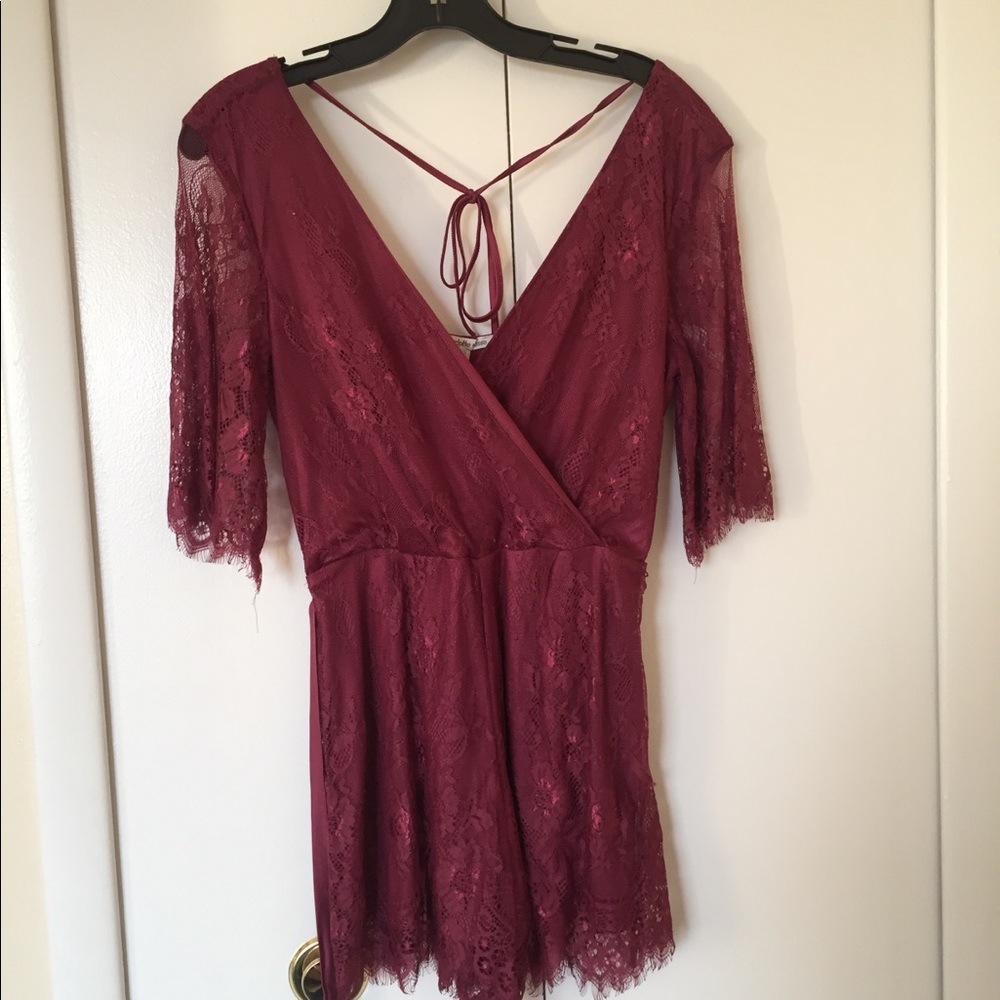 Wore Only Once - pink lace romper